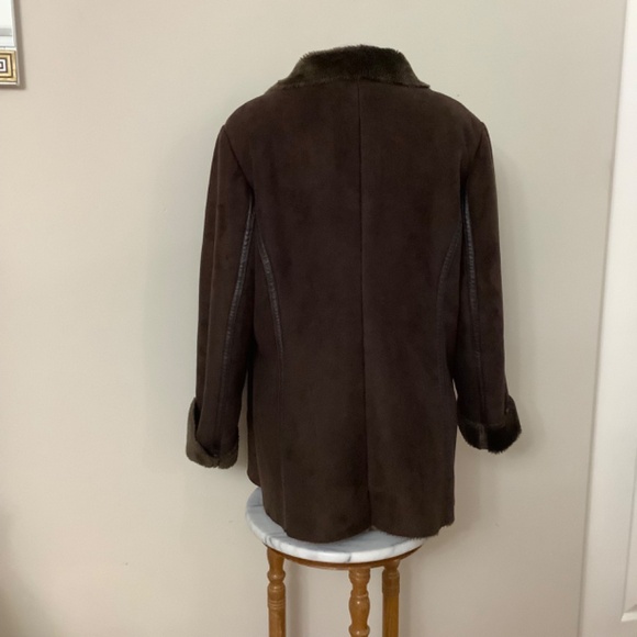VIA SPIGA faux suede coat fur-lined Large - Picture 4 of 9